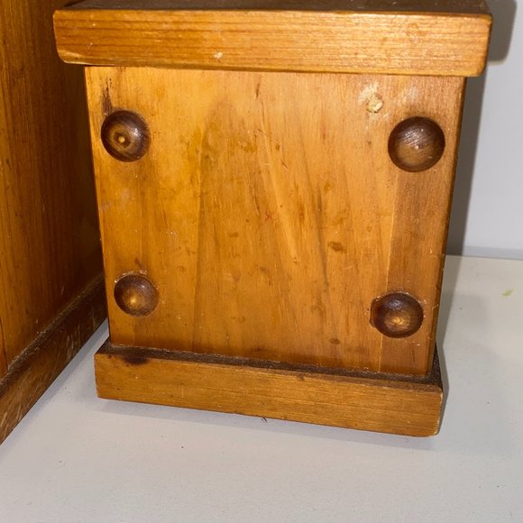 2 Vintage Handmade Wooden Kitchen Canisters Rustic Farmhouse Boho Decor - Picture 5 of 10